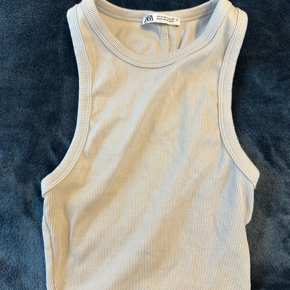 Zara Ribbed Top in Beige